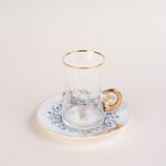 Dallaty white porcelain and glass Tea and coffee cups set 18 pcs image number 2