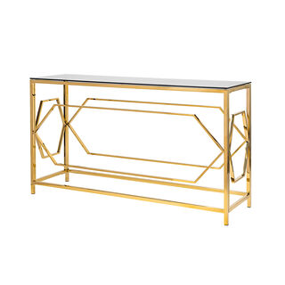 Console Table Gold With Black Glass