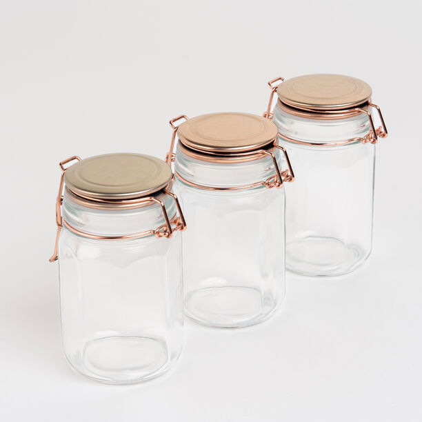 Alberto Glass Spice Jars Set 3 Pieces With Copper Clip Lid image number 0