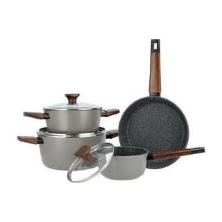 Alberto 7 piece aluminum grey cookware set