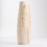 Off white flower vase with gold leaf 20 cm image number 1