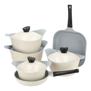 Lahoya 17 piece granite cookware set cream colour
