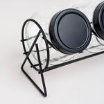 Alberto 4 Pieces Glass Spice Jars With Clip Lid And Metal Rack image number 4