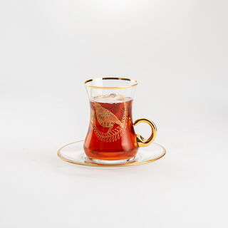 Dallaty glass gold pattern tea cups 12 pcs