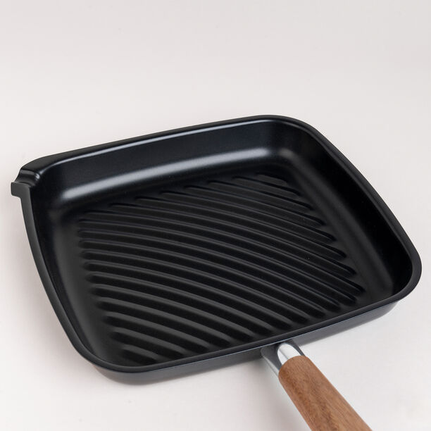 Alberto Non Stick Grill Pan With Wood Handle Square Shape Black image number 2