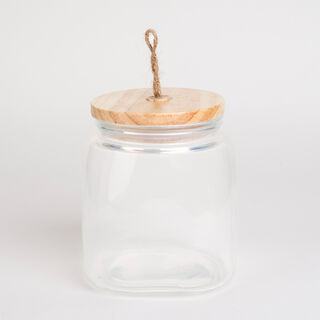 Alberto Glass Jar With Wooden Lid And Hemp Rope 1700Ml