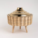 Large Bamboo Basket With Jar Gold image number 0