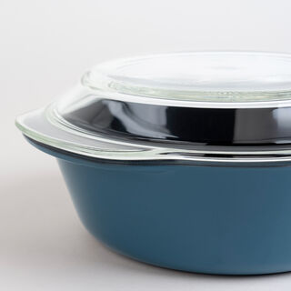 Alberto glass dark blue casserole with lid 2l