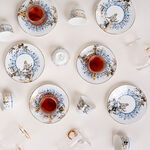 Dallaty white porcelain and glass Tea and coffee cups set 18 pcs image number 4