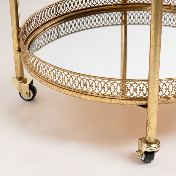 Serving Trolley 3 Tier Metal Gold Round Shape image number 4