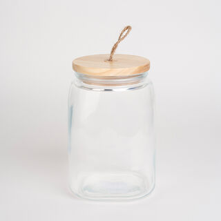 Alberto Glass Jar With Wooden Lid And Hemp Rope 2150Ml