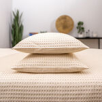 Cotton Waffle Comforter set 3 Pcs King Size 1x 260x240cm Comforter + 2x 50x75 Pillow Cover Beige image number 2