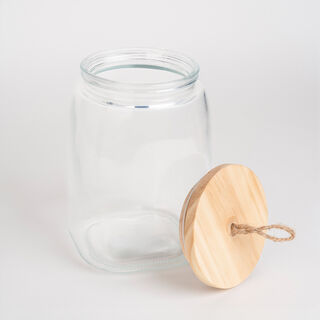 Alberto Glass Jar With Wooden Lid And Hemp Rope 2150Ml