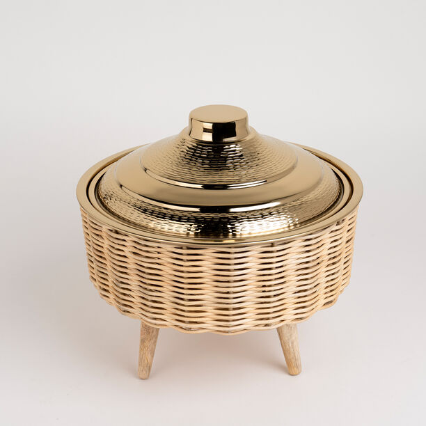 Large Bamboo Basket With Jar Gold image number 1