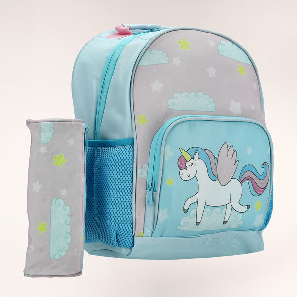 Large backpack with pencil case  ,15 inches , Unicorn image number 0