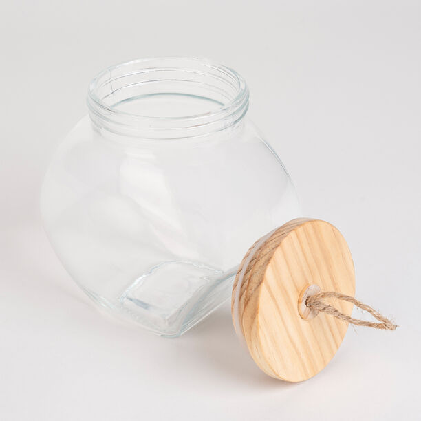 Alberto Round Glass Storage Jar With Wooden Lid And Hemp Rope 1550Ml image number 2