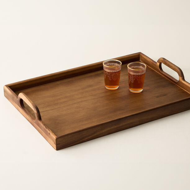 Dallaty rectangular wood tray with handel 50.8*35.6*7cm image number 2