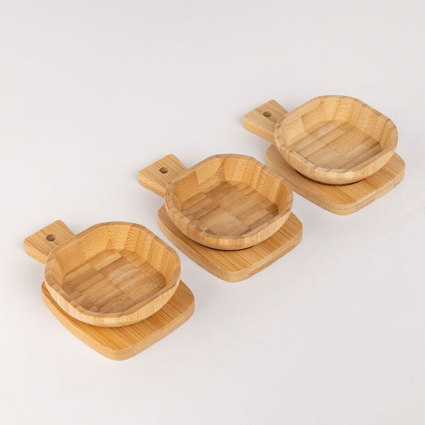 3Pcs Acacia Wood Dip Bowls With Trays image number 0