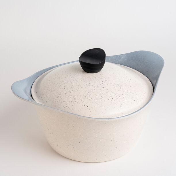 Lahoya white granite pot with lid image number 3