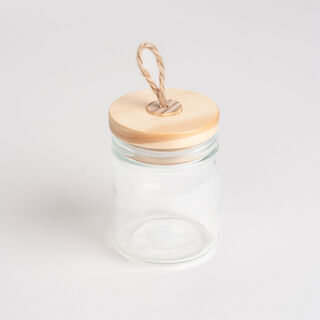 Alberto Mini Glass Jar With Wooden Lid And Hemp Rope