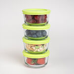 Kitchen classics transparent glass round food storage set with lids 8 pcs image number 5