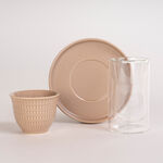 Dallaty beige porcelain and glass Tea and coffee cups set 18 pcs image number 1