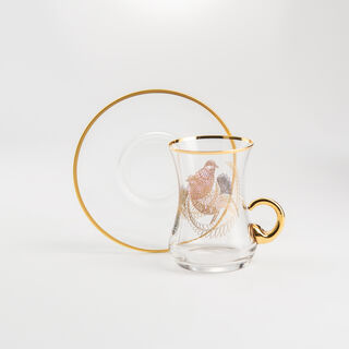 Dallaty glass gold pattern tea cups 12 pcs