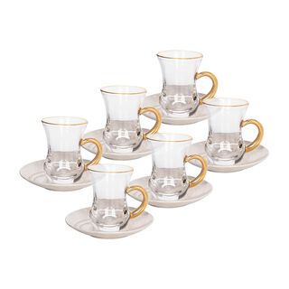 12 Pcs Glazze Mirage Crystal Luxury Tea Set, Arabic Tea Set