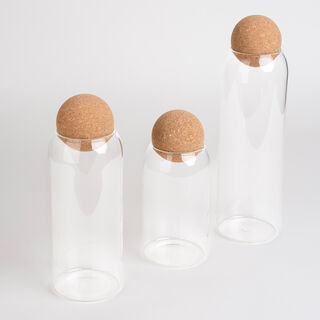 Alberto glass storage jar set with cork lid 3 pcs