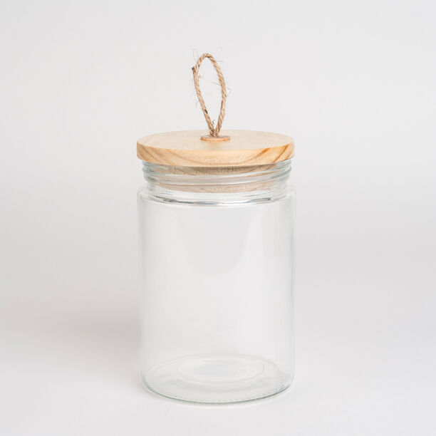 Alberto Glass Canister With Wooden Lid And Hemp Rope 1700Ml image number 0