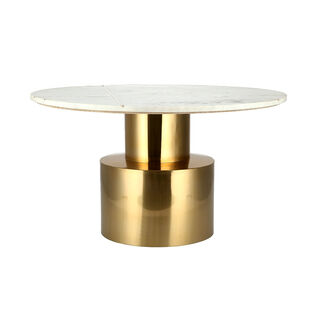 White Round Marble Center Table With Steel 77*77*43 Cm