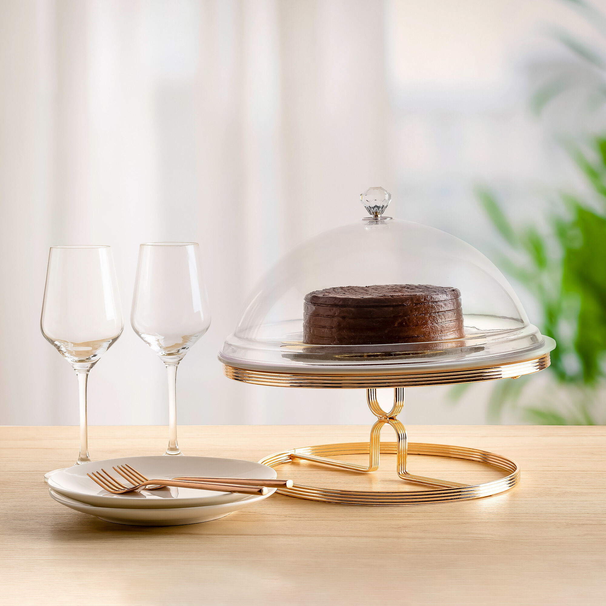 Wooden Cake Stand - Round Cake Dessert Serving Tray Platter Use as Salad  Punch Bowl for Home