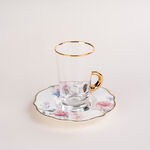 Dallaty white porcelain and glass Tea and coffee cups set 18 pcs image number 2