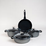 7 Piece Alberto Granite Cookware Set Gray With Glass Cover image number 0