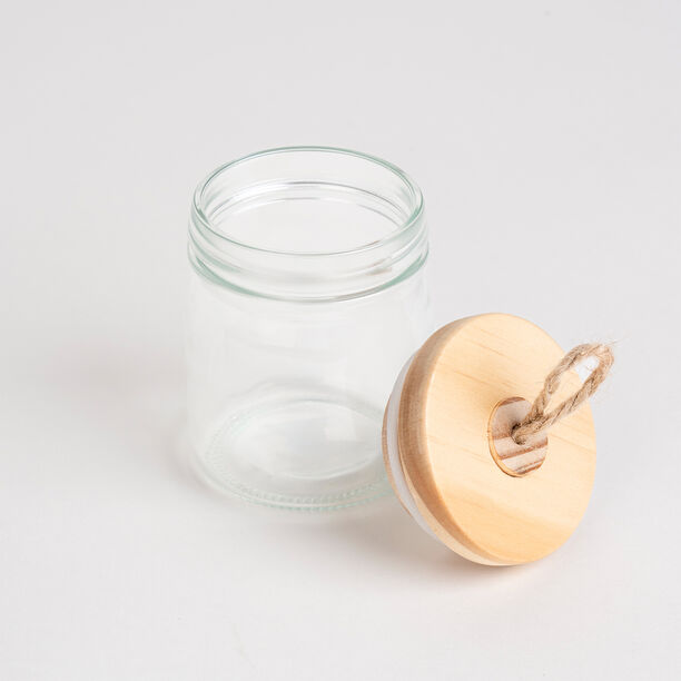 Alberto Mini Glass Jar With Wooden Lid And Hemp Rope image number 1