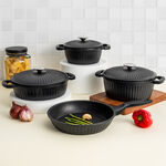7 Piece Alberto Granite Cookware Set Black With Metal Cover image number 8