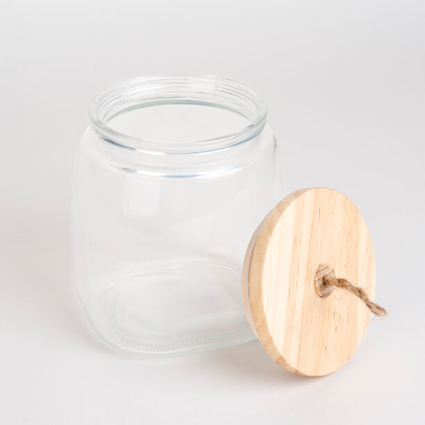 Alberto Glass Jar With Wooden Lid And Hemp Rope 1700Ml image number 2