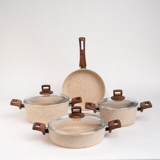 Alberto 7 piece brown granite cookware set