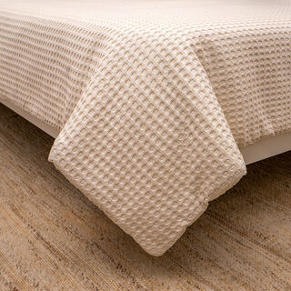 Cotton Waffle Comforter set 3 Pcs King Size 1x 260x240cm Comforter + 2x 50x75 Pillow Cover Beige