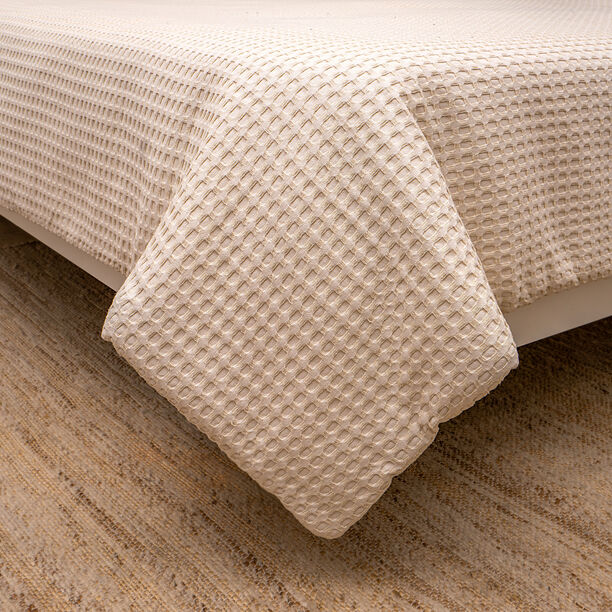 Cotton Waffle Comforter set 3 Pcs King Size 1x 260x240cm Comforter + 2x 50x75 Pillow Cover Beige image number 1