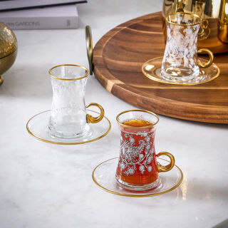Dallaty floral pattern glass tea cups 12 pcs