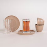 Dallaty beige porcelain and glass Tea and coffee cups set 18 pcs image number 0