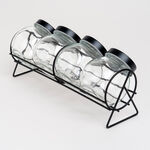 Alberto 4 Pieces Glass Spice Jars With Clip Lid And Metal Rack image number 3