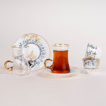 Dallaty white porcelain and glass Tea and coffee cups set 18 pcs image number 0