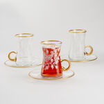 Dallaty floral pattern glass tea cups 12 pcs image number 2