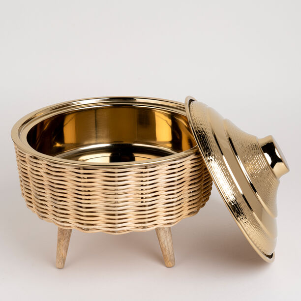 Large Bamboo Basket With Jar Gold image number 4