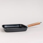 Alberto Non Stick Grill Pan With Wood Handle Square Shape Black image number 1