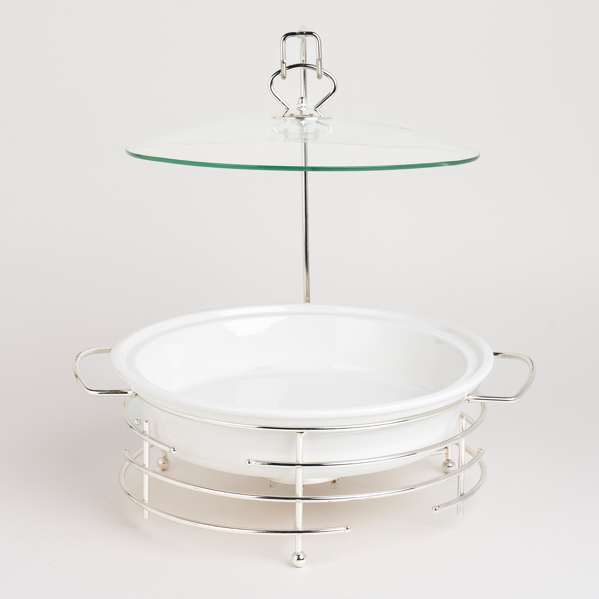 

Round Food Warmer With Candle Stand Silver 12