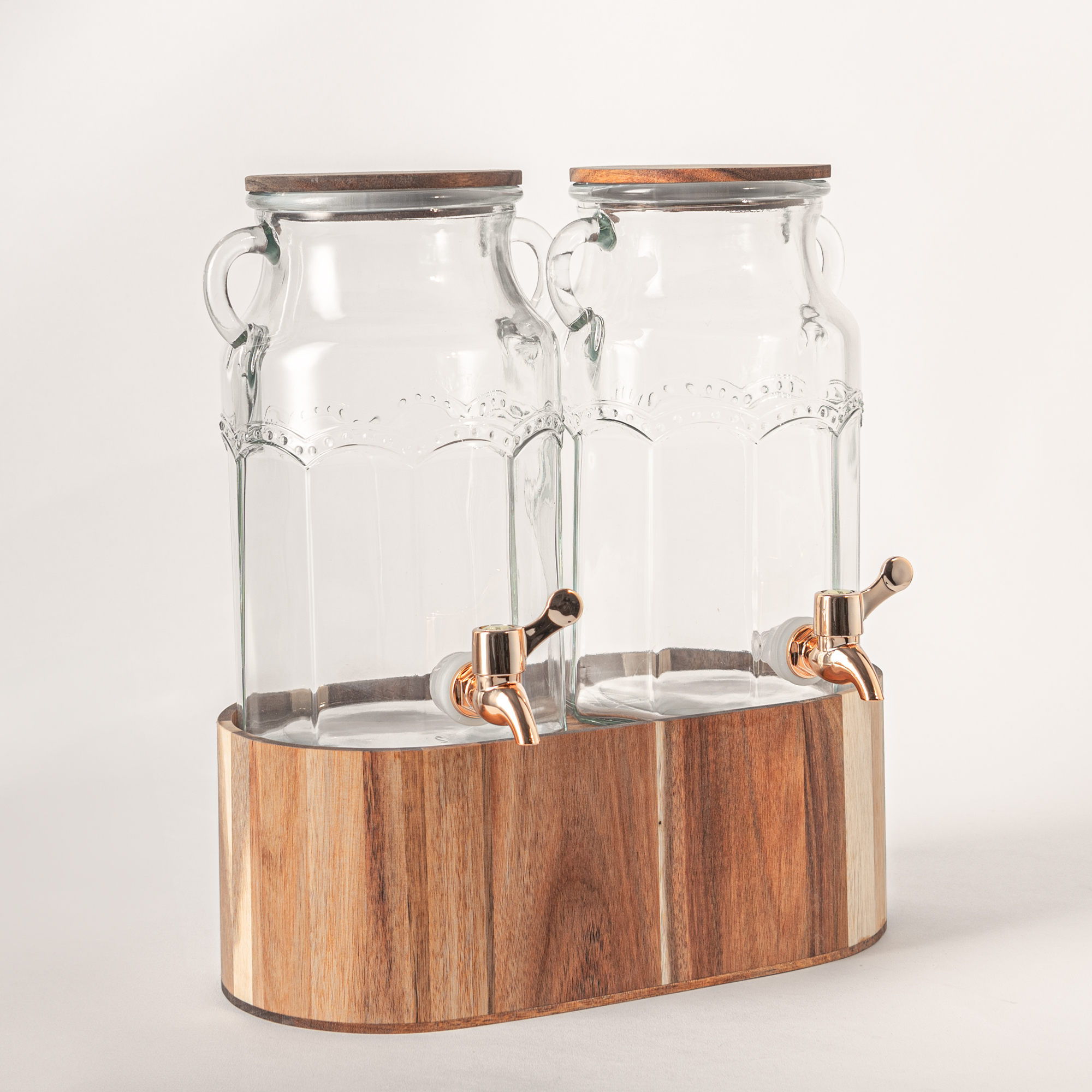 

La Mesa 2 pcs glass juice dispensser with wooden base 3.1 L