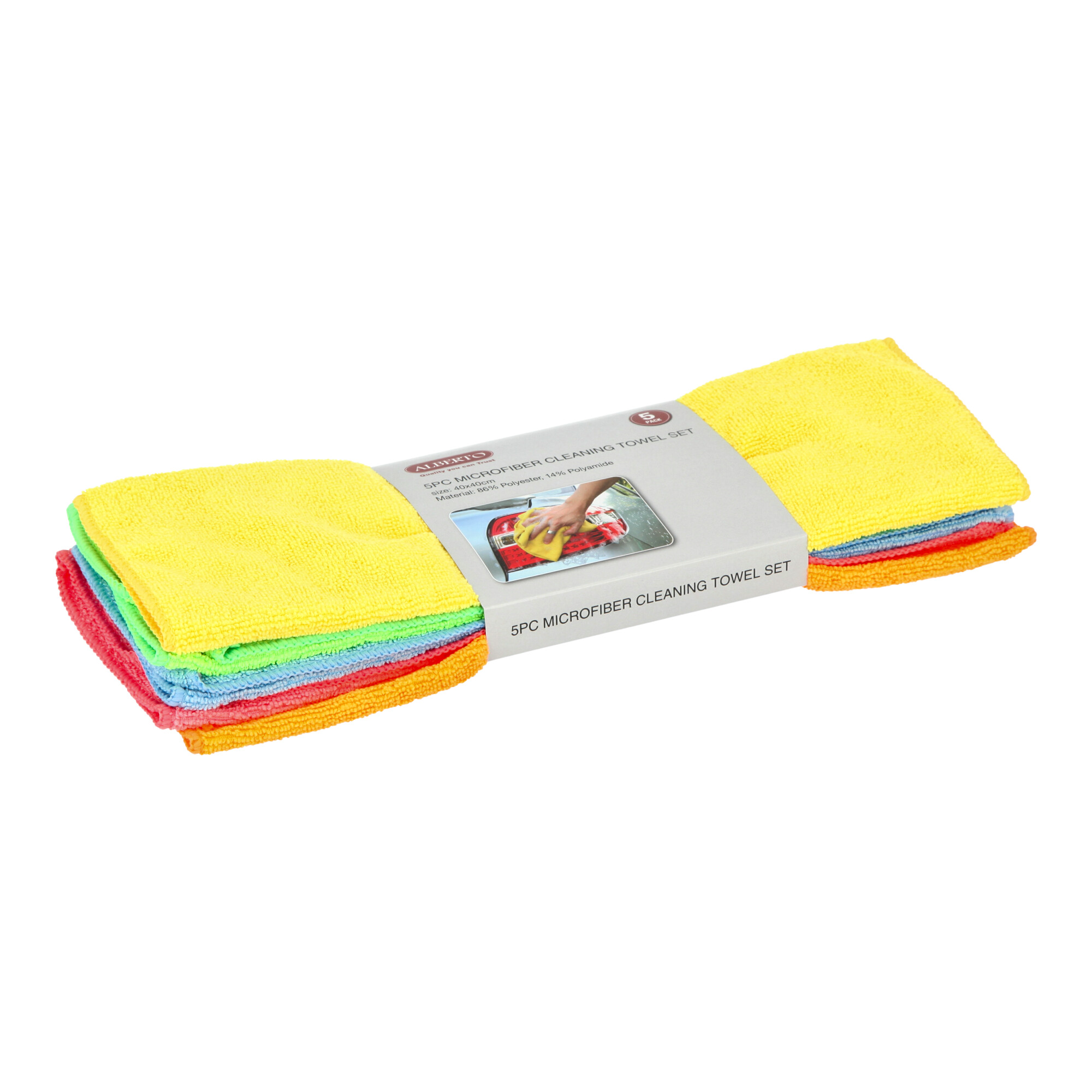 5 PCS MICROFIBER TOWEL SET 40X40CM